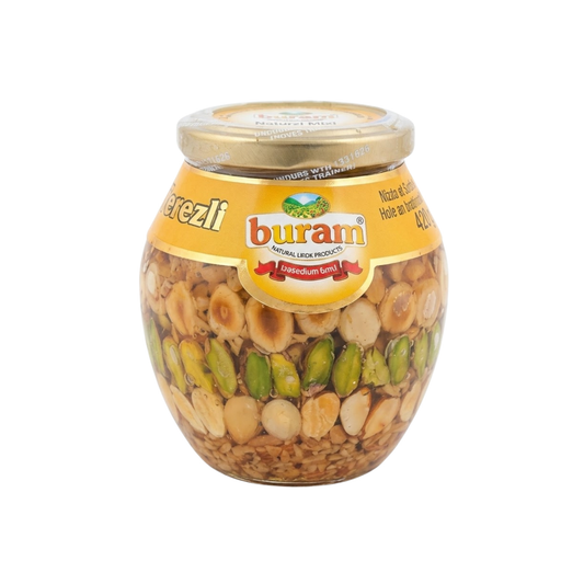 Buram Honig mit Nüssen im Glas